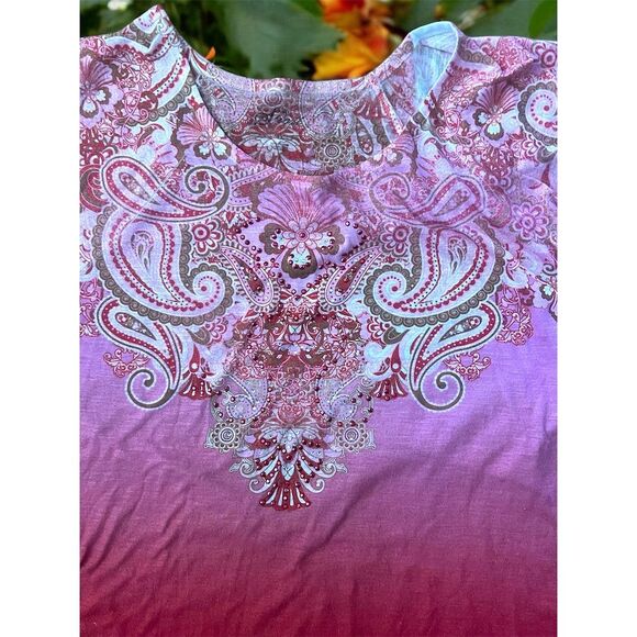 Style & Co. Sport Women's 1X Multicolor Floral Short Sleeve Top Casual T-Shirt - Picture 5 of 6